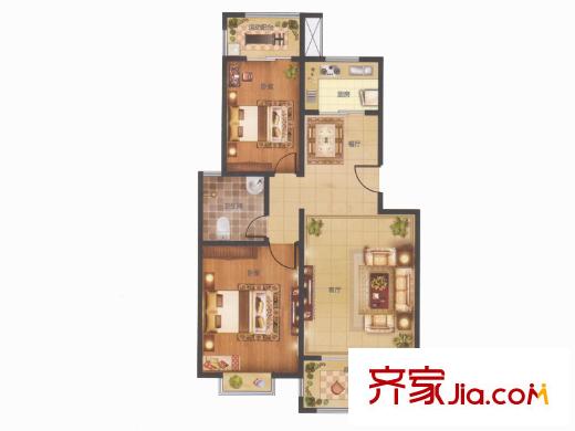 十地金隅園多層L戶型 2室2廳1衛(wèi)1廚