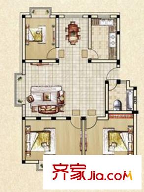 十地金隅園高層B戶型 3室2廳1衛(wèi)1廚