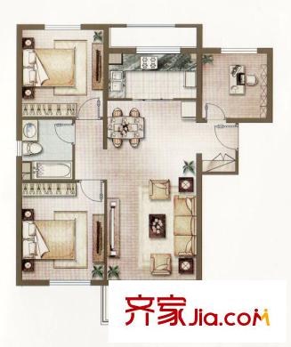 中經(jīng)世界城二期高層D6號樓C戶型 3室2廳1衛(wèi)1廚