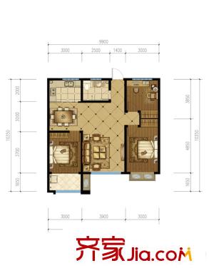 祥瑞水岸麗景高層B戶型 3室2廳1衛(wèi)1廚