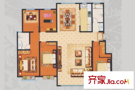 書香銘郡多層F戶型 5室2廳2衛(wèi)1廚