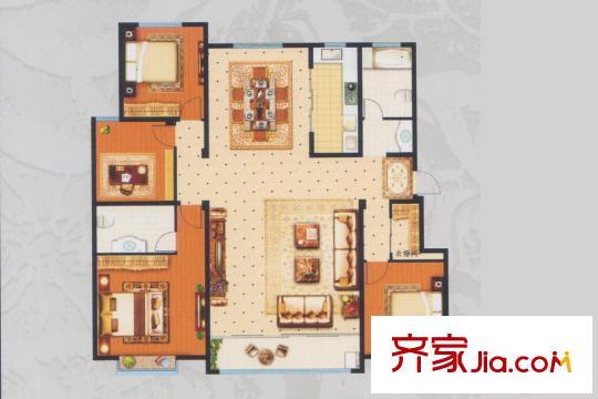 書香銘郡E2戶型 4室2廳2衛(wèi)1廚
