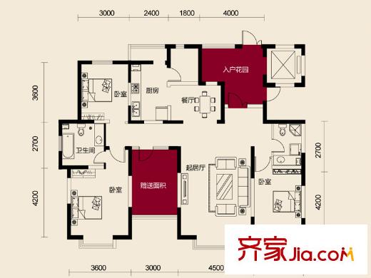 濰京一期西戶L戶型 3室2廳2衛(wèi)1廚