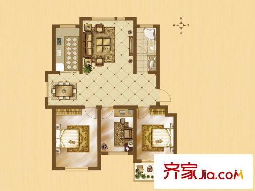 書(shū)香門(mén)第25-29號(hào)樓A戶(hù)型 3室2廳1衛(wèi)1廚