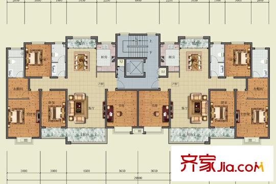 學(xué)苑花園二期東西戶F戶型 4室2廳2衛(wèi)1廚