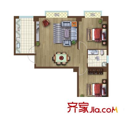 廣豐文化特藝城小公寓明珠戶型圖 2室2廳1衛(wèi)1廚