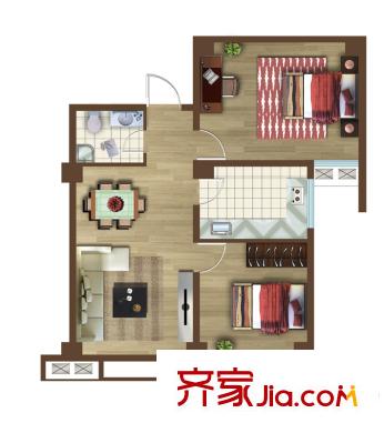 廣豐文化特藝城小公寓明珠戶型圖 2室2廳1衛(wèi)1廚