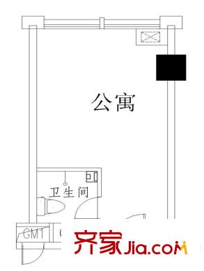 廣豐文化特藝城晶藍華寓7-14層戶型圖 1室1衛(wèi)