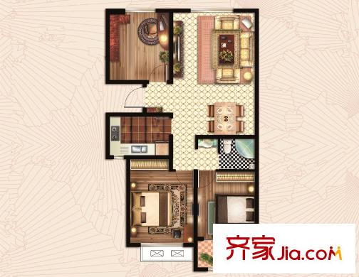 和揚(yáng)萬悅城高層14號樓C戶型 3室2廳1衛(wèi)1廚