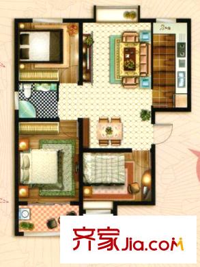 和揚(yáng)萬悅城高層6號樓G1戶型 3室2廳1衛(wèi)1廚
