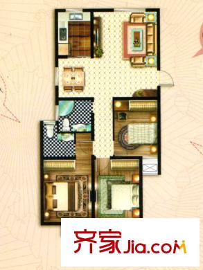 和揚(yáng)萬悅城高層6號樓D戶型 3室2廳2衛(wèi)1廚