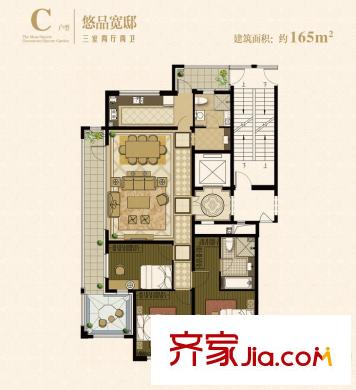 綠城誠園1/3號樓C戶型 3室2廳2衛(wèi)1廚