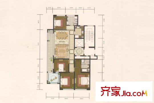 綠城誠園5號樓A2戶型 4室2廳2衛(wèi)1廚
