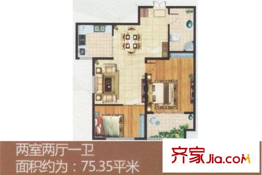 中和香檳花園二期高層8/9#樓戶型2 2室2廳1衛(wèi)1廚