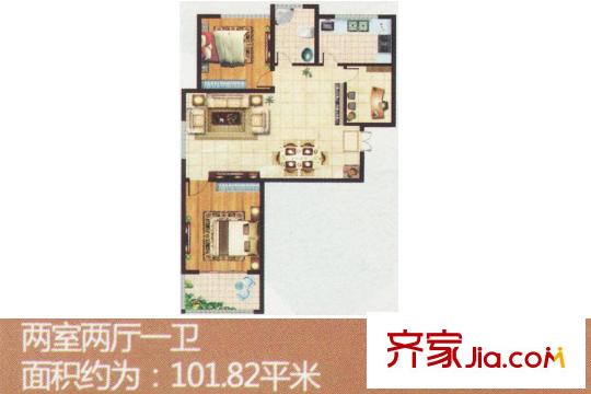 中和香檳花園二期高層8/9#樓戶型7 3室2廳1衛(wèi)1廚