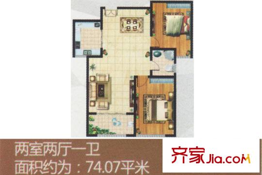 中和香檳花園二期高層8/9號(hào)樓戶型1 2室2廳1衛(wèi)1廚
