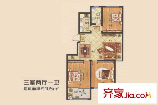華安世紀櫻園四期多層38#樓F2戶型 3室2廳1衛(wèi)1廚