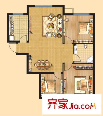 常青藤國際花園二期16/17號(hào)樓高層中間戶X3戶型 3室2廳1衛(wèi)1廚