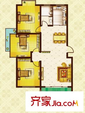 金禾馨苑三期多層1/2/5/6#樓A2戶型 3室2廳1衛(wèi)1廚