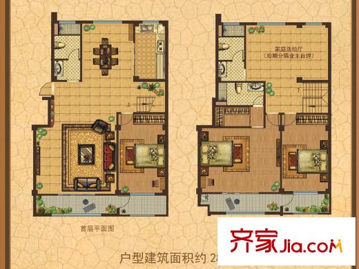 鳳鳴郡和墅3#3-101復(fù)式戶型 3室2廳3衛(wèi)1廚