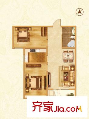 萬(wàn)合華庭三期高層1/8號(hào)樓B戶型 2室2廳1衛(wèi)1廚