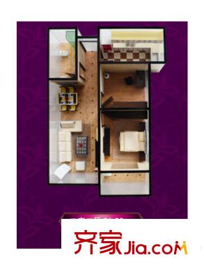 盛世名門一期高層6戶型 2室2廳1衛(wèi)1廚