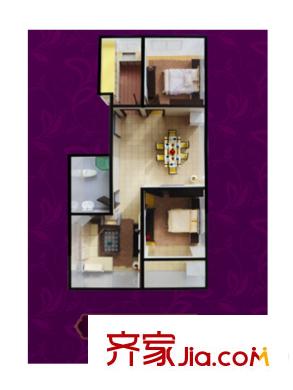 盛世名門一期高層5戶型 2室2廳1衛(wèi)1廚