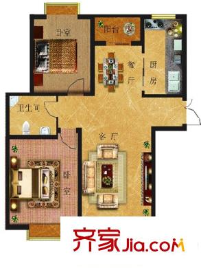 金鼎華府一期高層住宅4#樓d戶型  2室2廳1衛(wèi)1廚