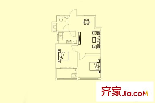 圣基金碧廣場二期高層1#C3戶型 2室2廳1衛(wèi)1廚