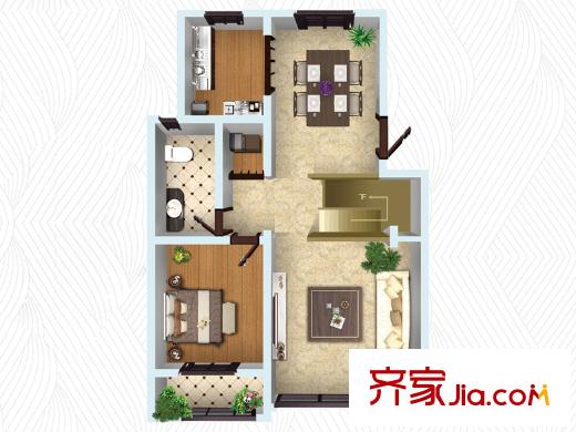 荔水灣復(fù)式B戶(hù)型一層 5室2廳3衛(wèi)1廚