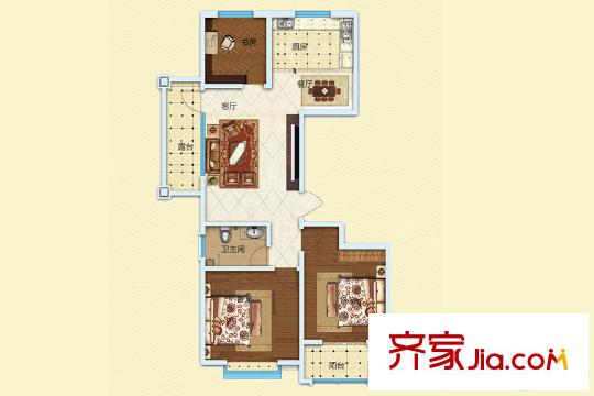 荔水灣8號(hào)樓A戶(hù)型 3室2廳1衛(wèi)1廚