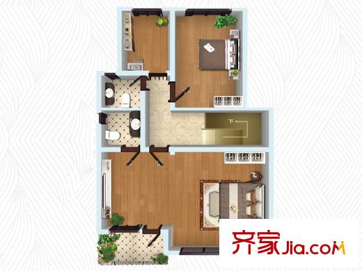 荔水灣復(fù)式A戶(hù)型二層 3室2廳3衛(wèi)1廚
