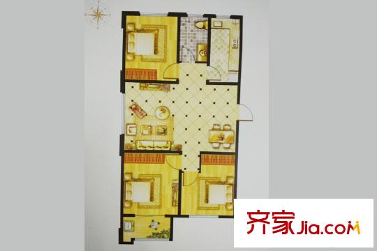 青州龍?jiān)范诟邔?/15#A1戶型 3室2廳1衛(wèi)1廚