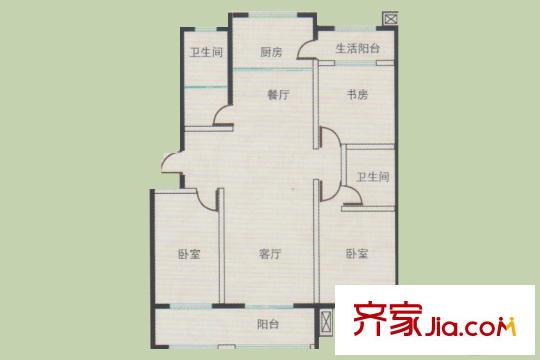 華安鳳城麗景多層35#樓C戶型 3室2廳2衛(wèi)1廚