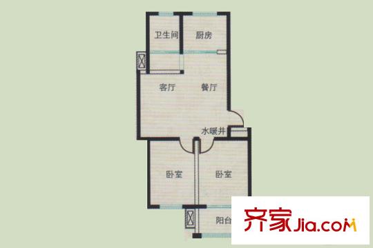 華安鳳城麗景多層35#樓A戶型 2室2廳1衛(wèi)1廚