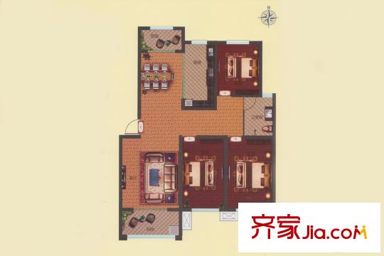 華安鳳城麗景35#B戶型 3室2廳1衛(wèi)1廚