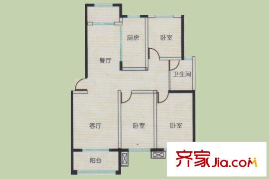華安鳳城麗景多層35#樓B戶型 3室2廳1衛(wèi)1廚