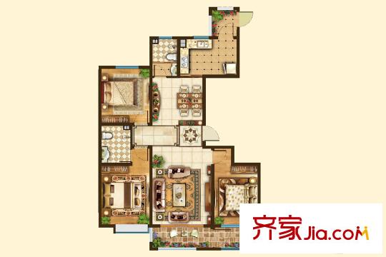 大有公館E戶型 3室2廳2衛(wèi)1廚