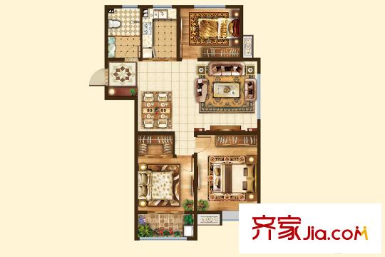 大有公館A戶型 3室2廳1衛(wèi)1廚