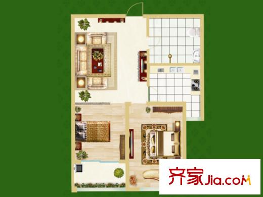 恒信金水岸高層2戶型 2室1廳1衛(wèi)1廚