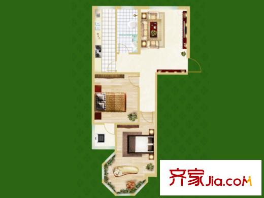 恒信金水岸高層3戶型 2室1廳1衛(wèi)1廚