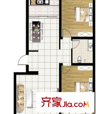世嘉銘園戶型圖戶型圖（2室2廳1廚1衛(wèi)） 2室2廳1衛(wèi)1廚