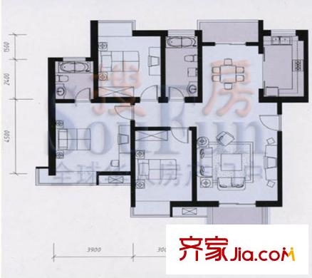 領(lǐng)秀華城戶型圖多層 3室2廳2衛(wèi)1廚