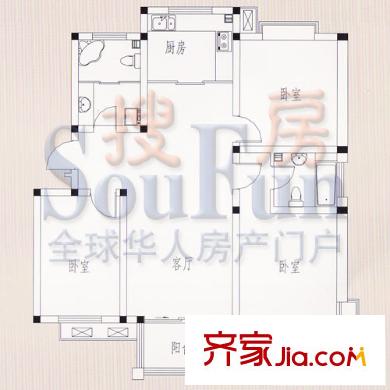 領(lǐng)秀華城戶型圖3室2廳2衛(wèi)1廚