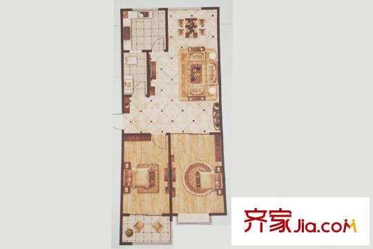 江山帝景12、17號樓C戶型 2室2廳1衛(wèi)1廚