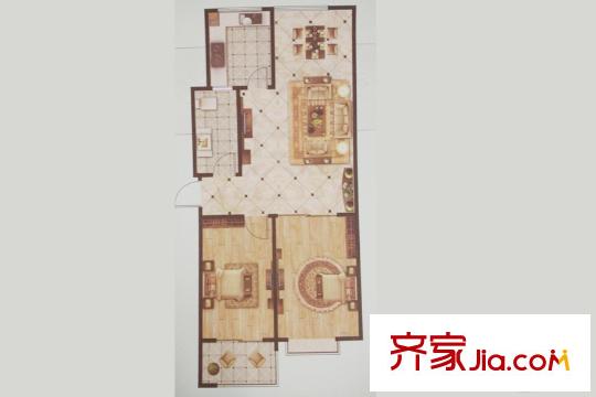 江山帝景12、17號樓D戶型 2室2廳1衛(wèi)1廚