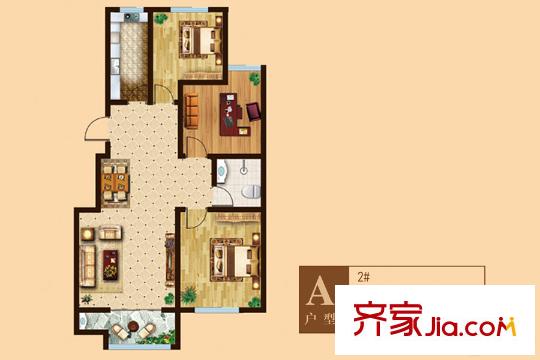 壹品御苑2#樓A1戶型 3室2廳1衛(wèi)1廚
