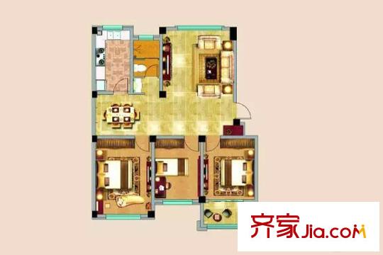 麗水芳洲二期多層12號樓C戶型 3室2廳1衛(wèi)1廚