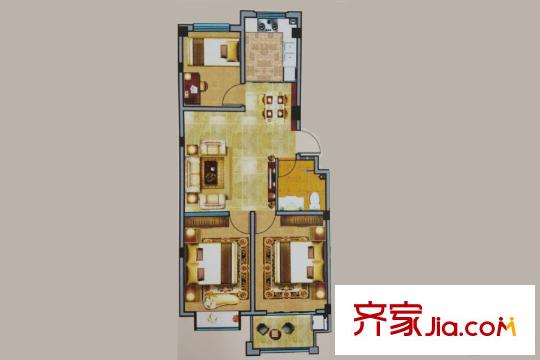 麗水芳洲二期多層B戶型 3室2廳1衛(wèi)1廚
