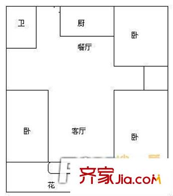 東莊綠島  戶型圖 3室2廳1廚1衛(wèi)